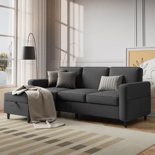 Convertible Sectional Sofa in Modern Linen